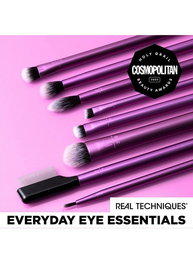 Real Techniques Enhanced Eye Set Eyeshadow & Eyeliner Makeup Brush Kit for Every Look Multicolour