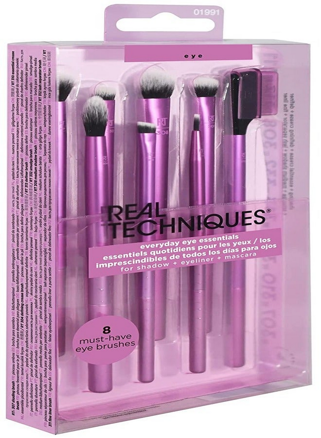 Real Techniques Enhanced Eye Set Eyeshadow & Eyeliner Makeup Brush Kit for Every Look Multicolour
