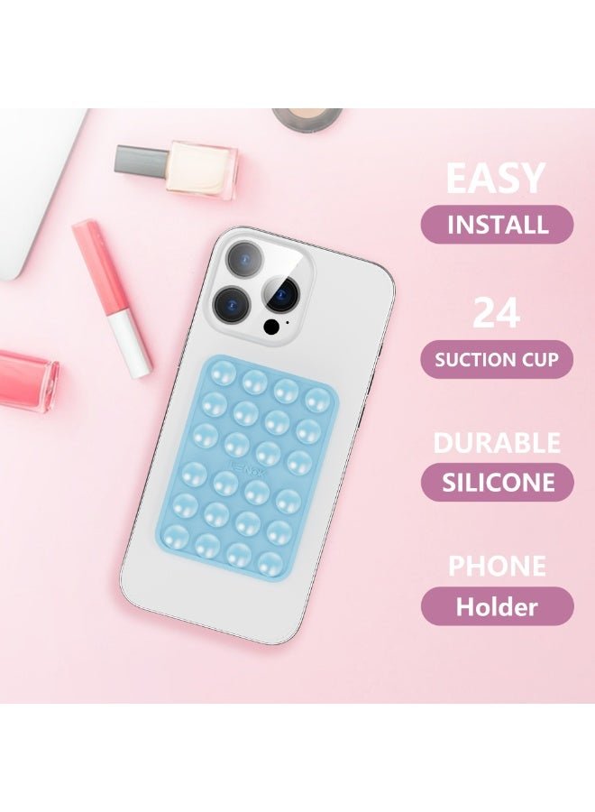 LENOK Silicone Double-Sided Suction Phone Case with Detachable Mount – Hands-Free Strong Grip Holder for Selfies & Videos, Durable and Easy to Use – Compatible with iPhone & Android (Black)