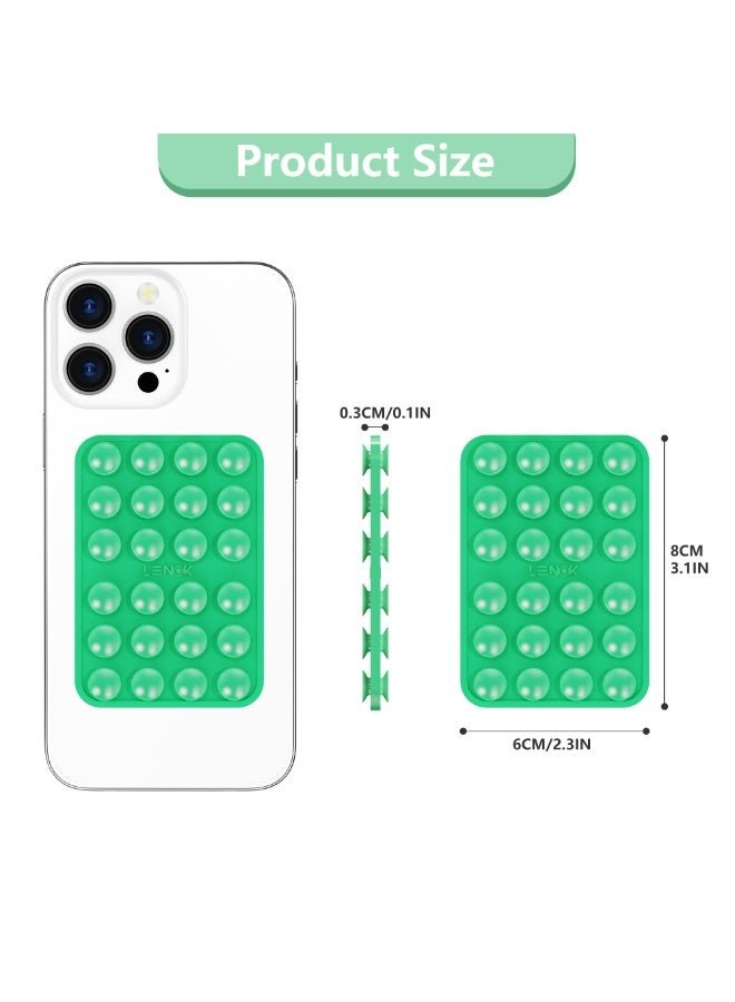 LENOK Silicone Double-Sided Suction Phone Case with Detachable Mount – Hands-Free Strong Grip Holder for Selfies & Videos, Durable and Easy to Use – Compatible with iPhone & Android (Mint)