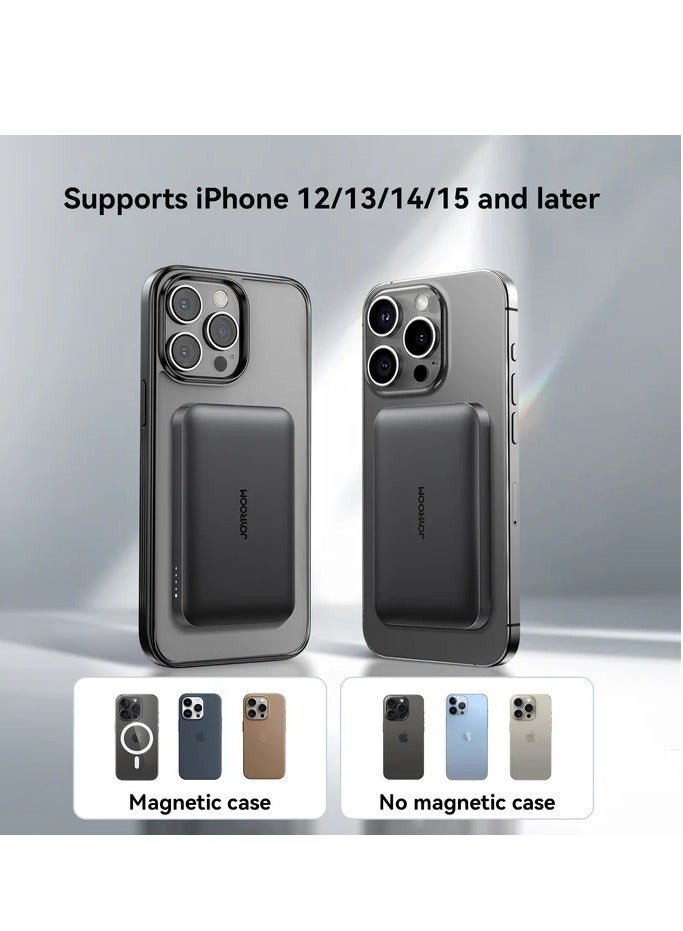 Powerbank Joyroom JR-W020 Mini 5000mAh USB-A USB-C inductive 20W - USB-C / USB-C cable Black