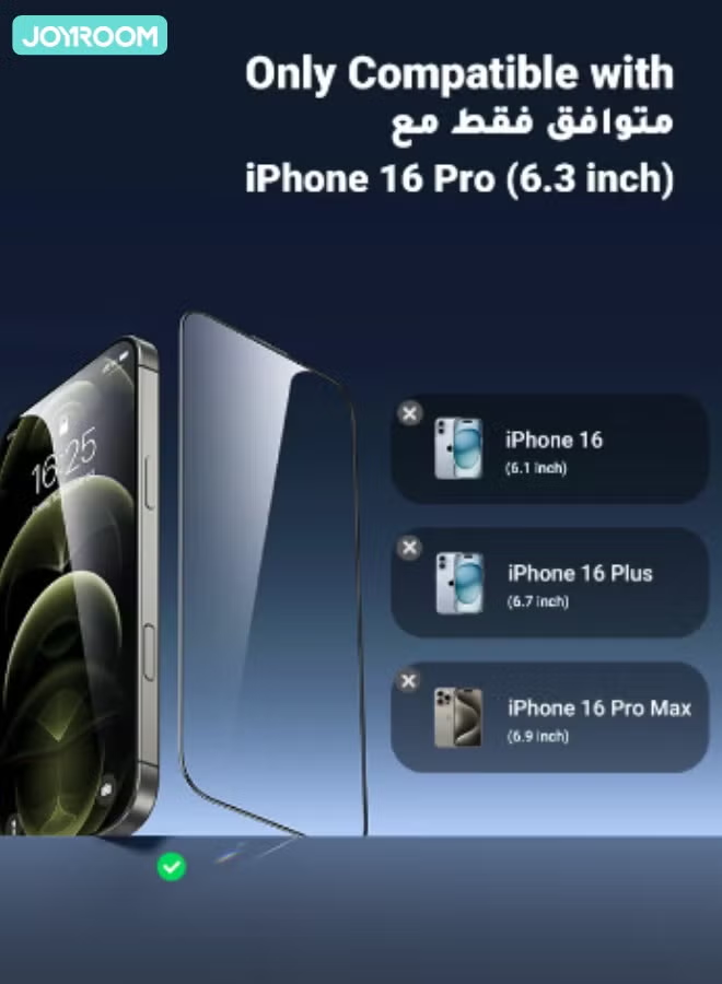 iPhone 16 Pro Screen Protector 6.3 Inch 2.5D Full Screen with Black Edge, Military-Grade Protection, Scratch Resistant, Anti-Fingerprint, Bubble Free, Case Friendly Clear/Black