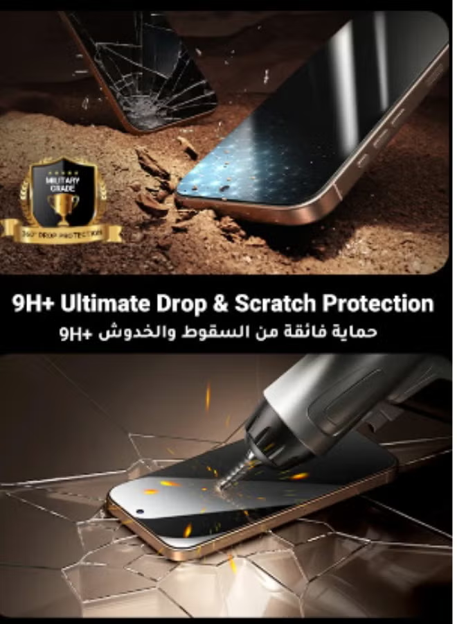 iPhone 16 Pro Privacy Screen Protector 6.3" Inch Face ID Supported Easy Installation Anti-Spy & Privacy Protection Anti-Fingerprint & Bubble Free, Case Friendly Tempered Glass Black