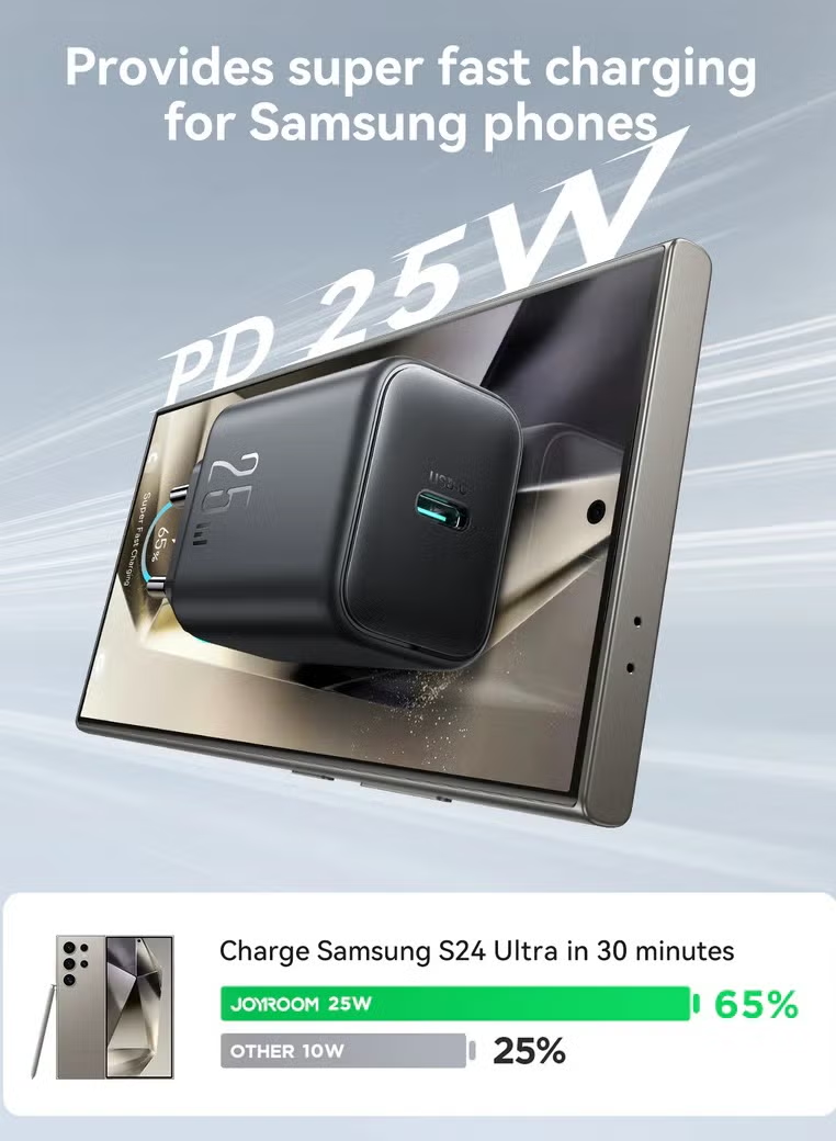 Joyroom TCF23 25W Charger with C to C Cable 1m Black