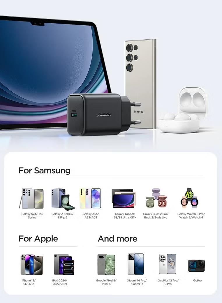 Joyroom TCF23 25W Charger with C to C Cable 1m Black