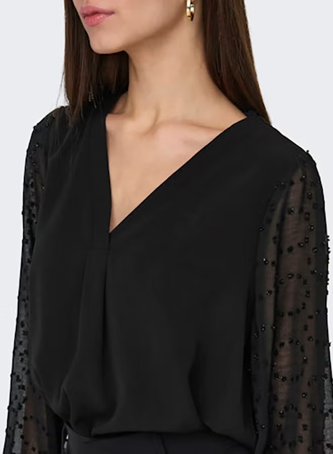 ONLY Womens Masja Longsleeve V-Neck Shirt