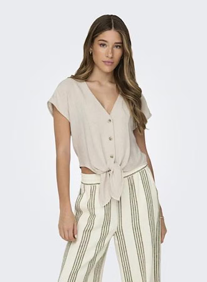 Onlsiesta Ss Knot Lin Bl Shirt Pnt Noos