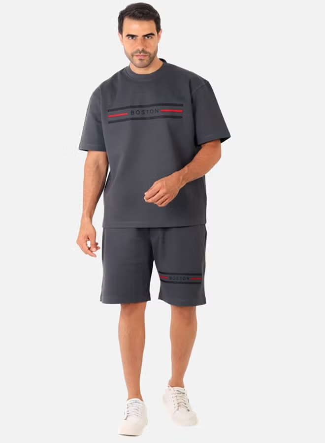 Printed Grey Cotton Men Pajama