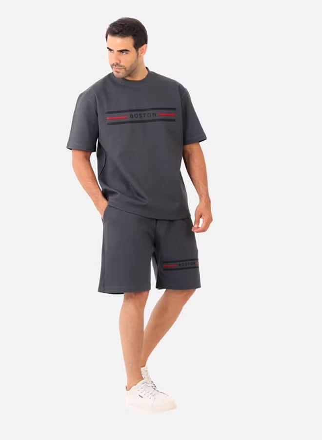 Printed Grey Cotton Men Pajama