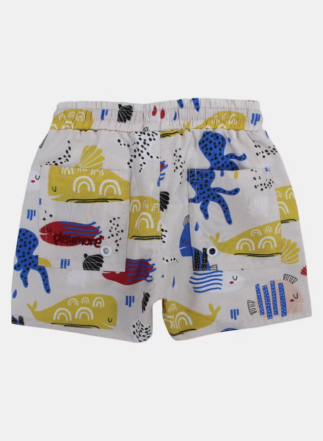 Playmore Baby Boys Swimsuit – Beige with Fish Print