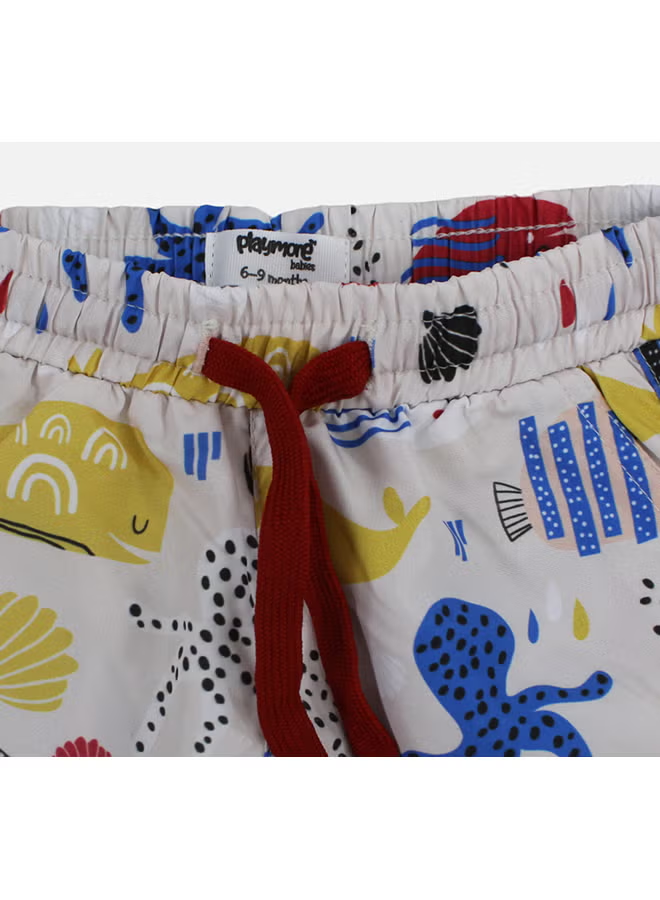 Playmore Baby Boys Swimsuit – Beige with Fish Print