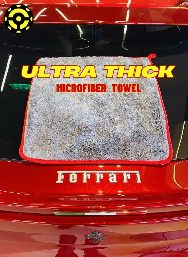 Ionic Ultra Thick Microfiber Towel - 1200 grams per square meter - Ultra absorbent, lint-free and scratch-free - Multi-purpose - For car, home and office - Gray - (40*40cm)