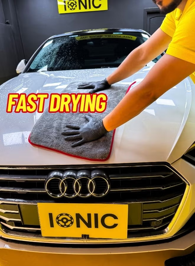 Ionic Ultra Thick Microfiber Towel - 1200 grams per square meter - Ultra absorbent, lint-free and scratch-free - Multi-purpose - For car, home and office - Gray - (40*40cm)