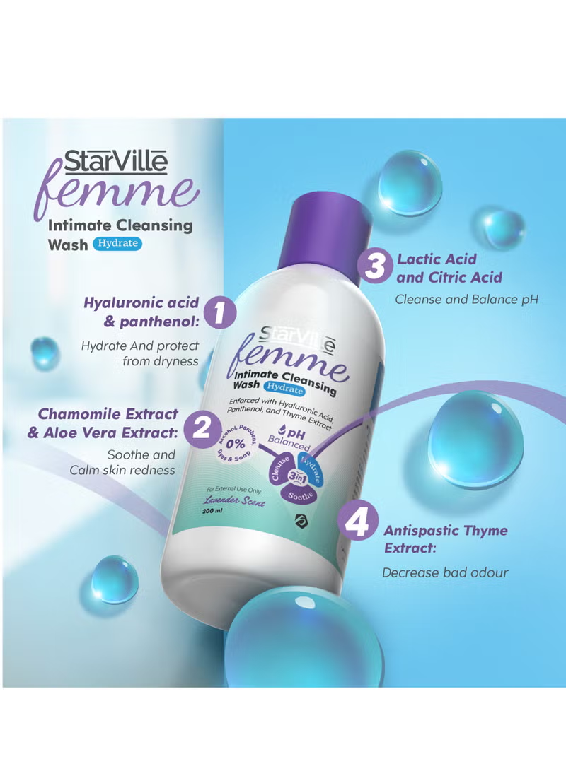 StarVille Femme Intimate Cleansing Wash Hydrate 200 ml