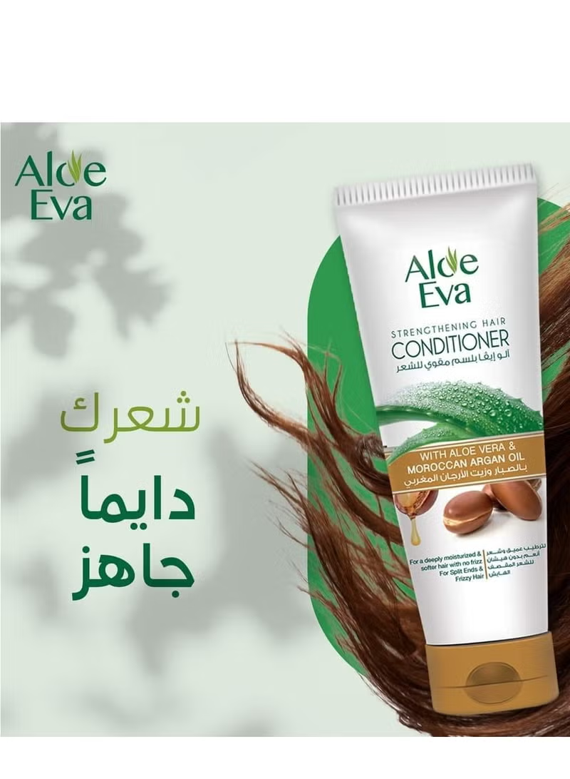 Aloe Eva Strengthening Hair Shampoo + Conditioner with Aloe Vera and Moroccan Argan Oil 460 Ml