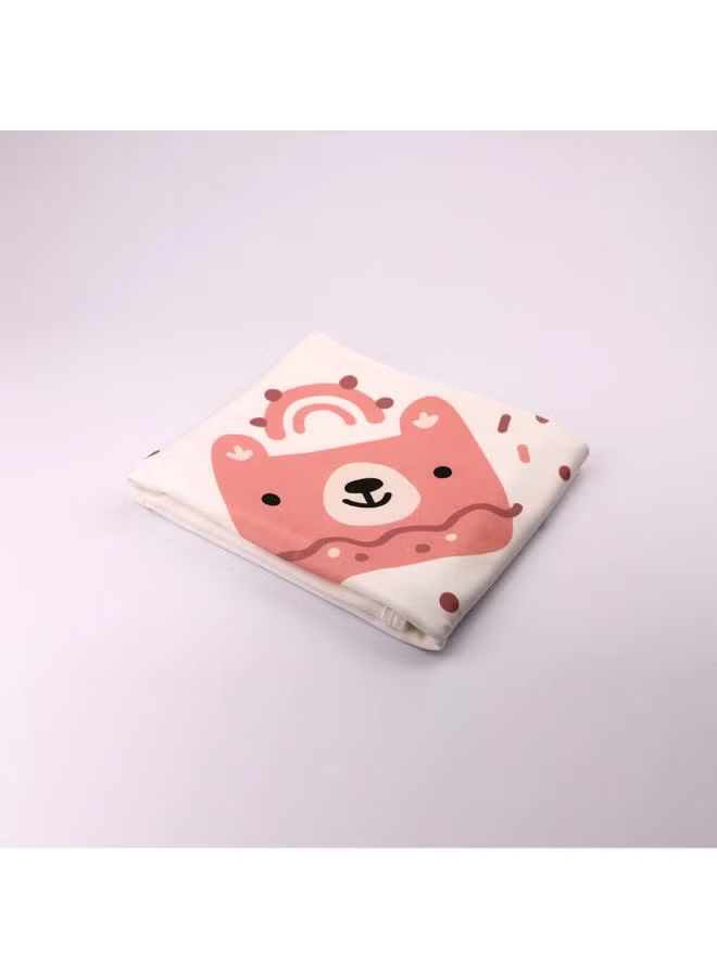 Pink Bear Hooded Blanket Premium Soft Baby Hooded Blanket in Superior Cotton Fabric, Available in Multiple Prints to Swaddle the Baby.